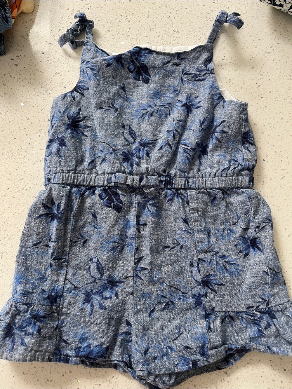 Janie and Jack Blue Floral Tie-Shoulder Casual Romper